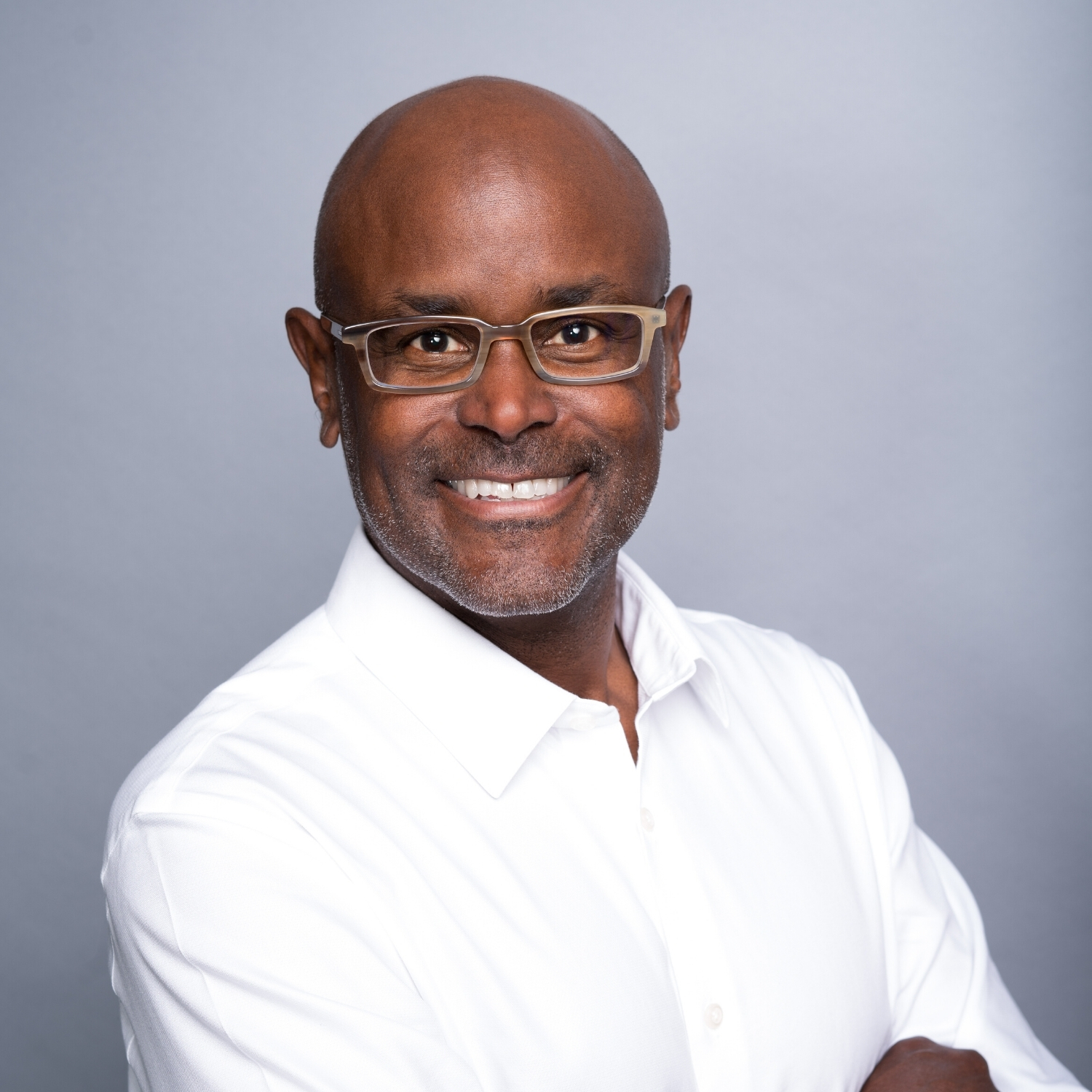 male business headshot example in office